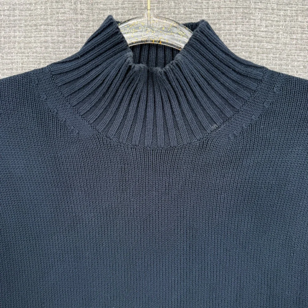 EVERLANE Navy Blue Mock Neck Cotton Sweater Men's Size S‎